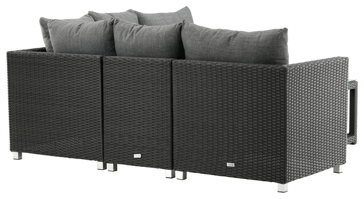 LOUNGEGARNITUR    - Schwarz/Grau, KONVENTIONELL, Glas/Kunststoff - Gardenson