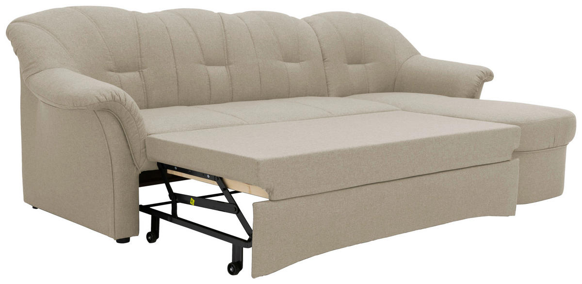 ECKSCHLAFSOFA in Webstoff Schlammfarben  - Schlammfarben/Schwarz, KONVENTIONELL, Kunststoff/Textil (233/142cm) - MID.YOU