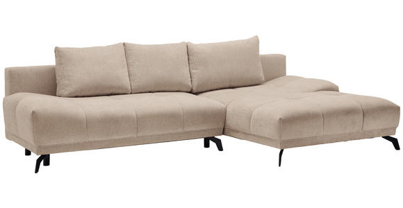 ECKSOFA in Chenille Beige  - Beige/Schwarz, MODERN, Textil/Metall (290/182cm) - Hom`in