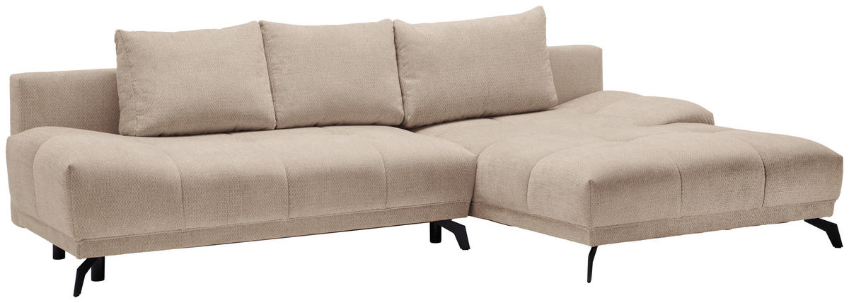 ECKSOFA Beige Chenille  - Beige/Schwarz, MODERN, Textil/Metall (290/182cm) - Hom`in
