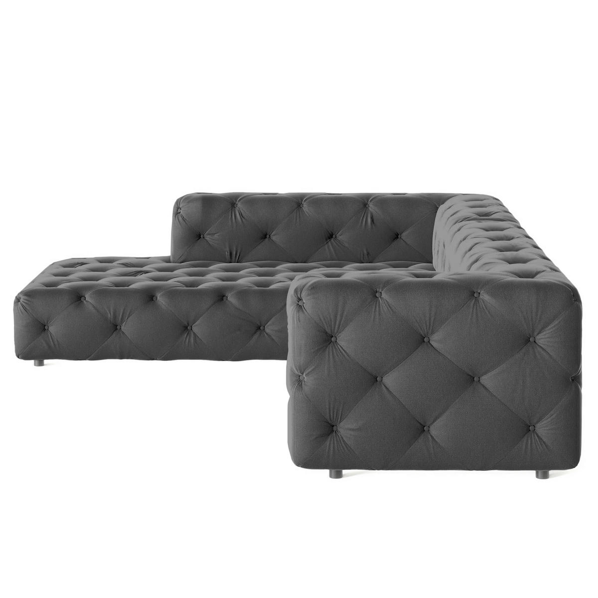 ECKSOFA Fresco in Samt Schwarz  228/325 cm  - Schwarz, Design, Kunststoff/Textil (228/325cm) - P & B