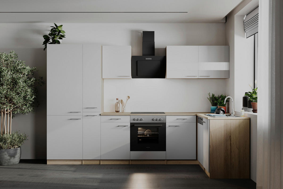 HÖRNKÖK 310/172 cm  i vit  - stålfärgad/vit, Basics, metall/trämaterial (310/172cm) - Respekta