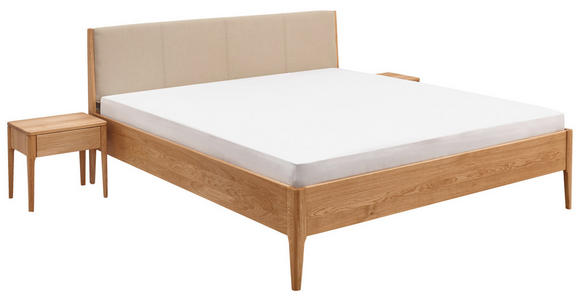 BETT 160/200 cm,  in Beige, Wildeiche, gepolstertes Kopfteil,  - Wildeiche/Beige, KONVENTIONELL, Holz (160/200cm) - Linea Natura
