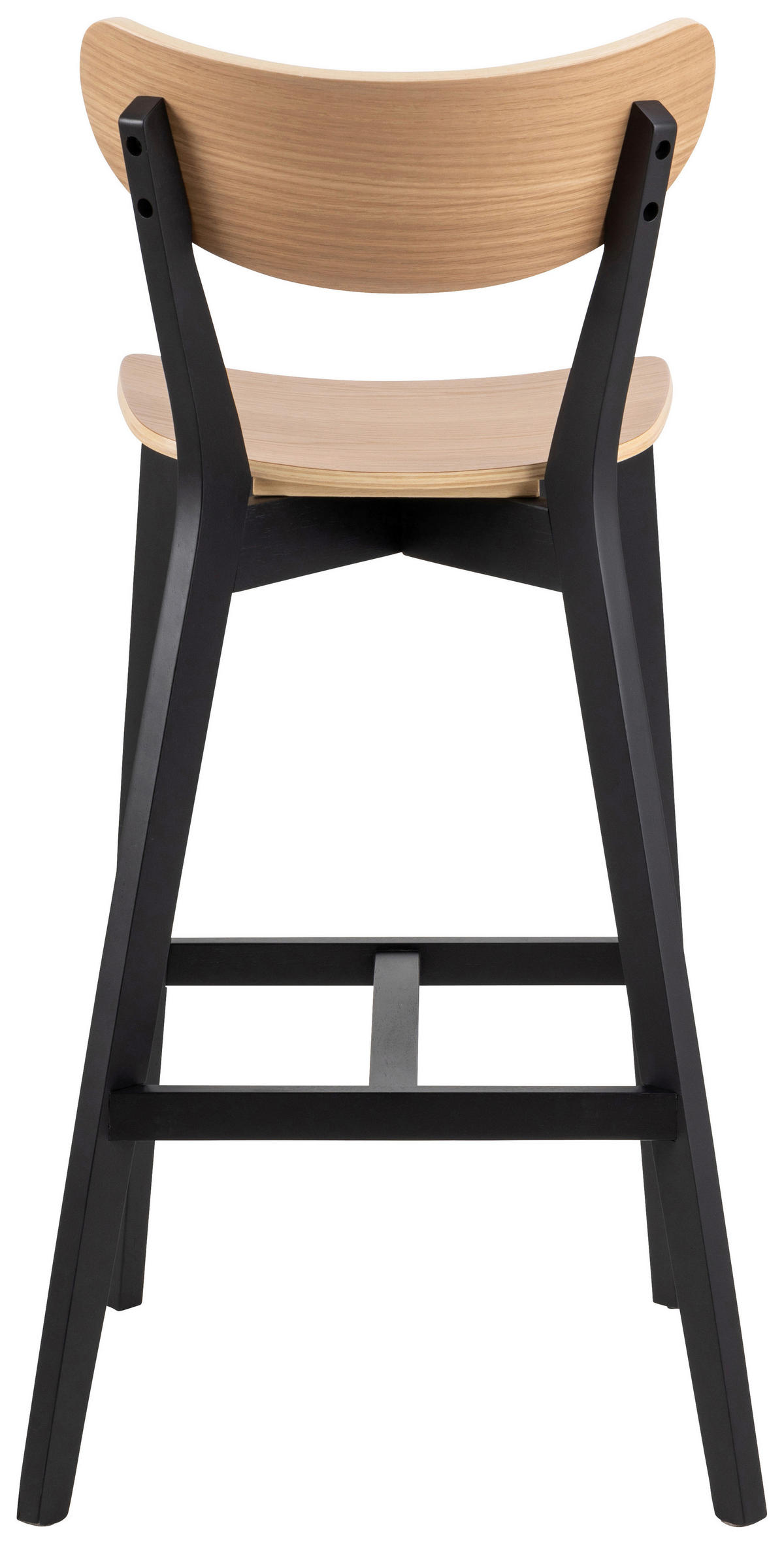BARSKI STOL, barve hrasta  - črna/barve hrasta, Trend, les (45/105/49cm) - MID.YOU