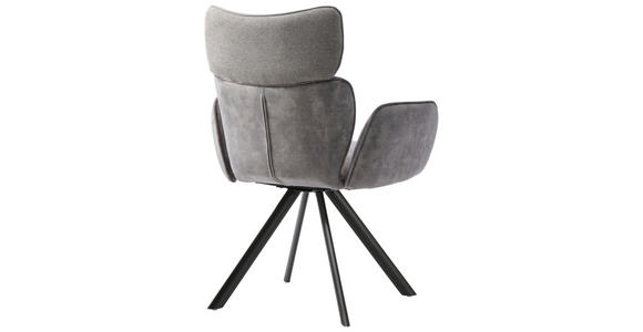 ARMLEHNSTUHL in Eisen Webstoff - Schwarz/Grau, Design, Textil/Metall (64,5/93/61cm) - Hom`in