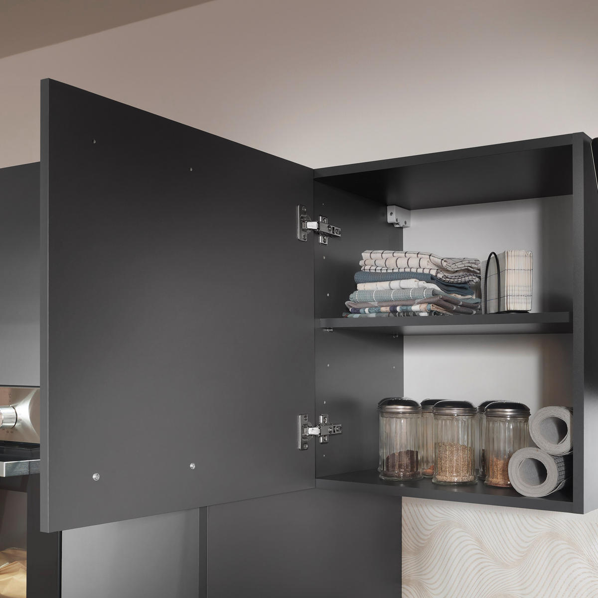 MODULKÖK UTAN VITVAROR 340 cm   i mörkgrå  - mörkgrå/svart, Design, metall/trämaterial (340cm) - Respekta