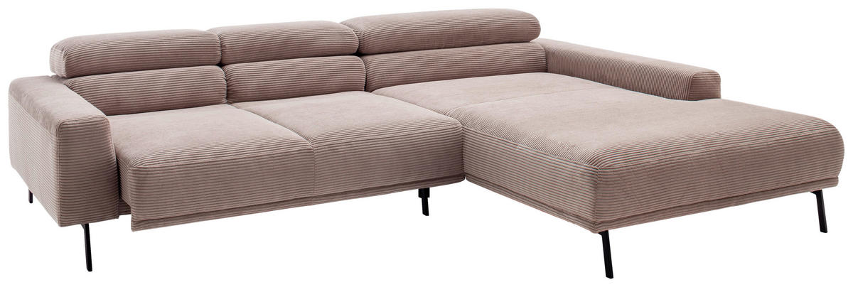 ECKSOFA  in Cord Taupe  293/215-217 cm  - Taupe/Schwarz, Design, Textil/Metall (293/215-217cm) - Schöner Wohnen