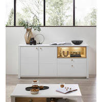 KOMODA   190/90/47 cm   bijela  - bijela/boje hrasta, Moderno, drvni materijal/metal (190/90/47cm) - Hom`in
