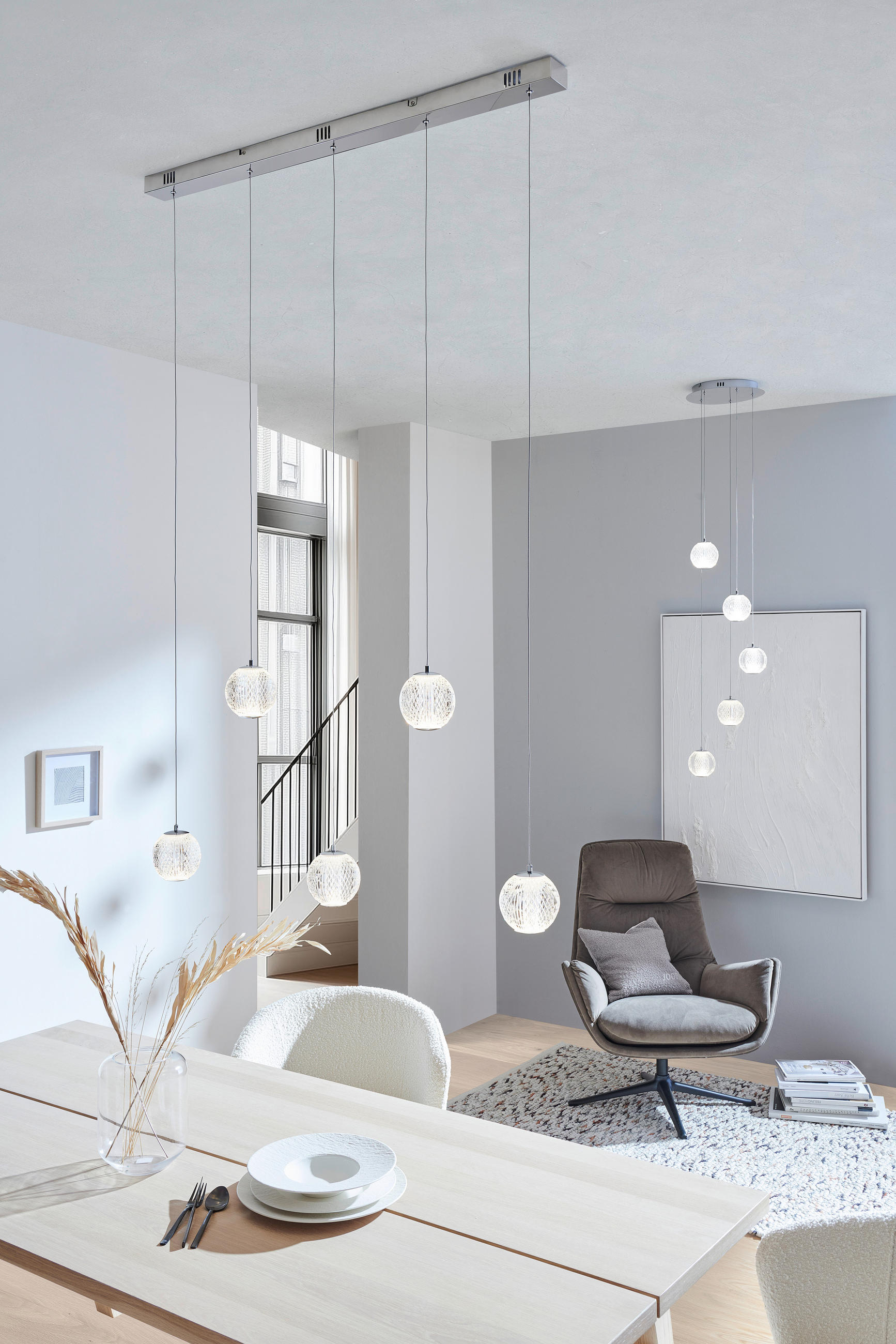 LED-PENDELLEUCHTE 30/150 cm  - Chromfarben/Transparent, Design, Kunststoff/Metall (30/150cm)