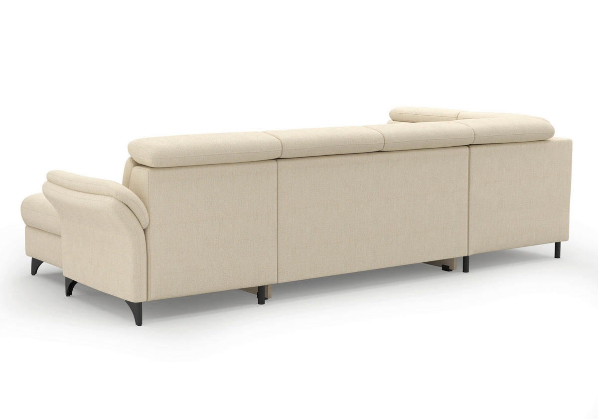 WOHNLANDSCHAFT GLENDALE E Sandfarben Chenille  - Sandfarben/Schwarz, KONVENTIONELL, Textil/Metall (193/321/166cm) - Sit & More