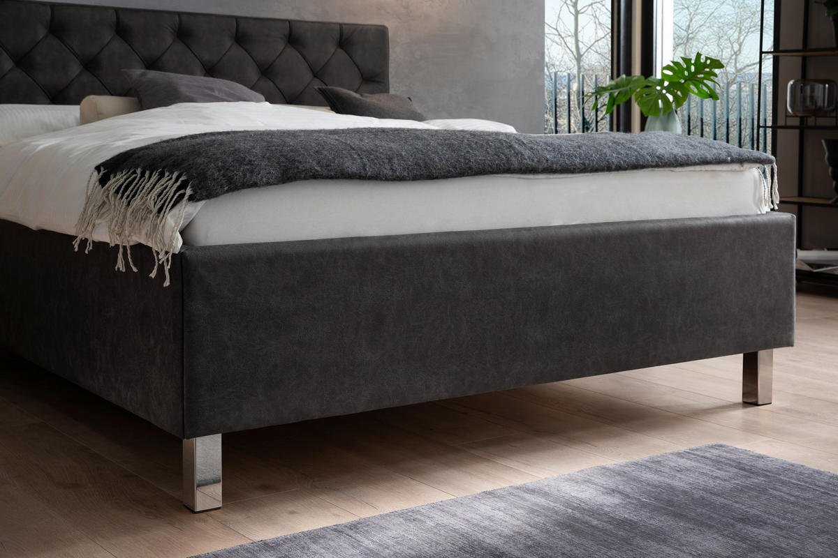 POLSTERBETT 180/200 cm  in Anthrazit  - Anthrazit, Modern, Holzwerkstoff/Textil (180/200cm) - Xora