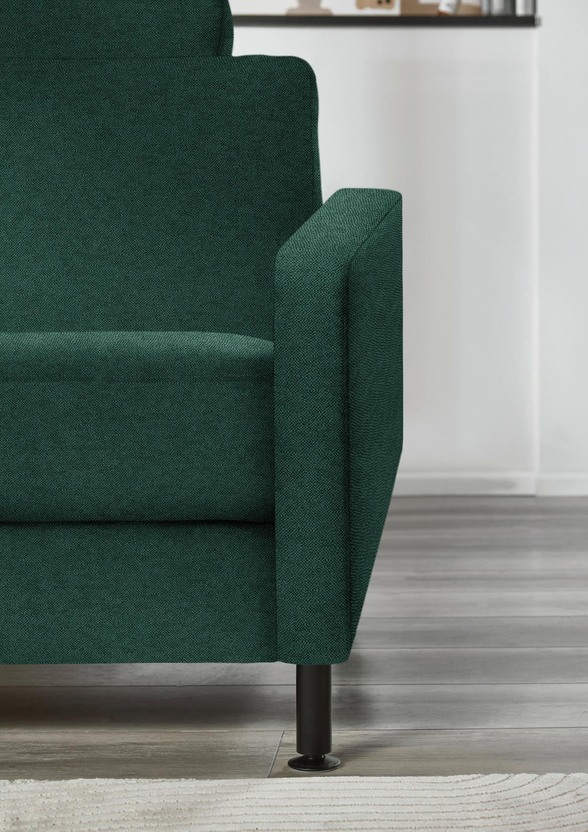 ECKSOFA  in Chenille, Flachgewebe Waldgrün  175/316 cm  - Waldgrün/Schwarz, Design, Textil/Metall (175/316cm) - Dieter Knoll