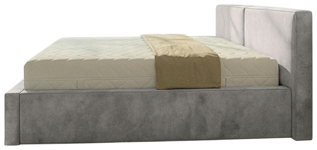 POLSTERBETT 180/200 cm,  in Hellgrau, gepolstertes Kopfteil, Lattenrost, Bettkasten,  - Hellgrau/Schwarz, MODERN, Holz/Kunststoff (180/200cm) - Chameo