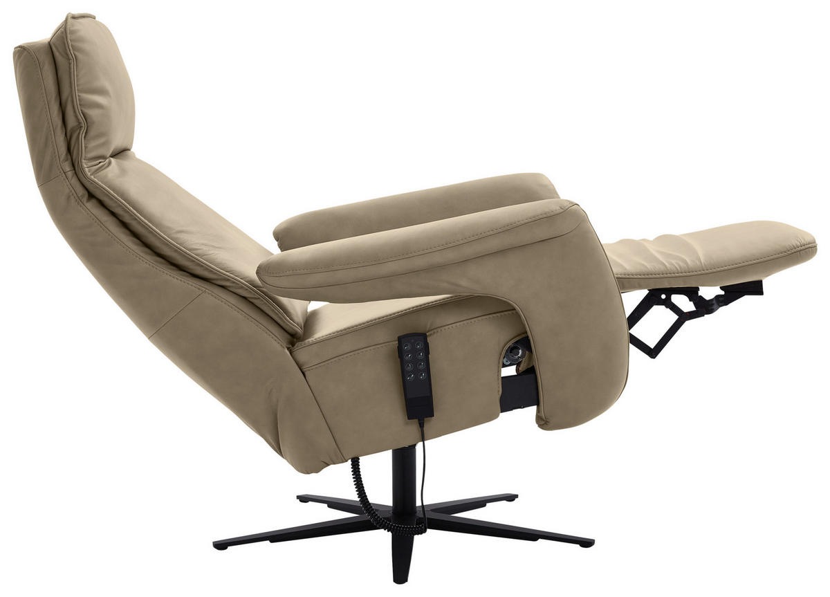 RELAXSESSEL in Leder Hellbraun  - Hellbraun/Schwarz, Design, Leder/Metall (83/123/87cm) - Valdera