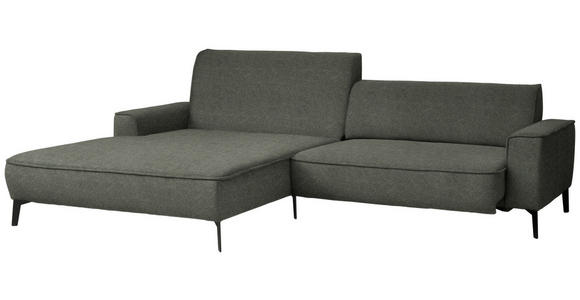 ECKSOFA  in Flachgewebe Dunkelgrün  190/285 cm  - Dunkelgrün/Schwarz, Design, Textil/Metall (190/285cm) - Johann Jakob