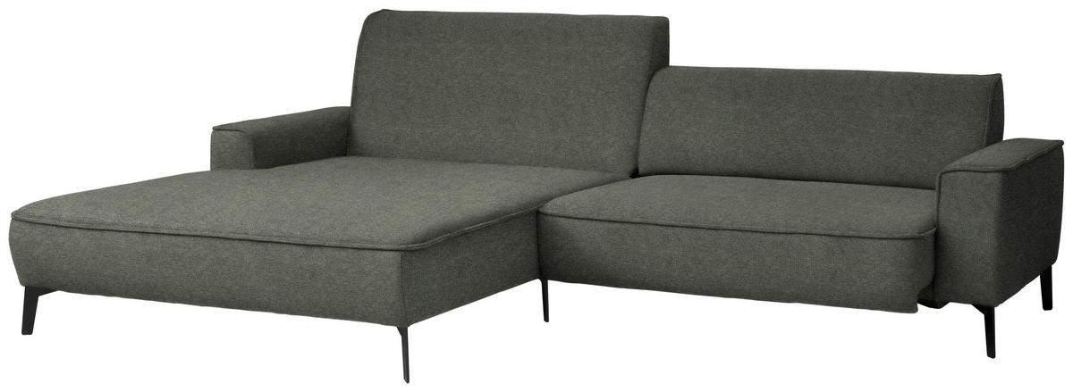 ECKSOFA in Flachgewebe Dunkelgrün  190/285 cm  - Dunkelgrün/Schwarz, Design, Textil/Metall (190/285cm) - Johann Jakob