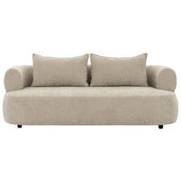 3-SITZER-SOFA Chenille Beige  - Beige/Schwarz, Design, Kunststoff/Textil (200/76/96cm) - Livetastic
