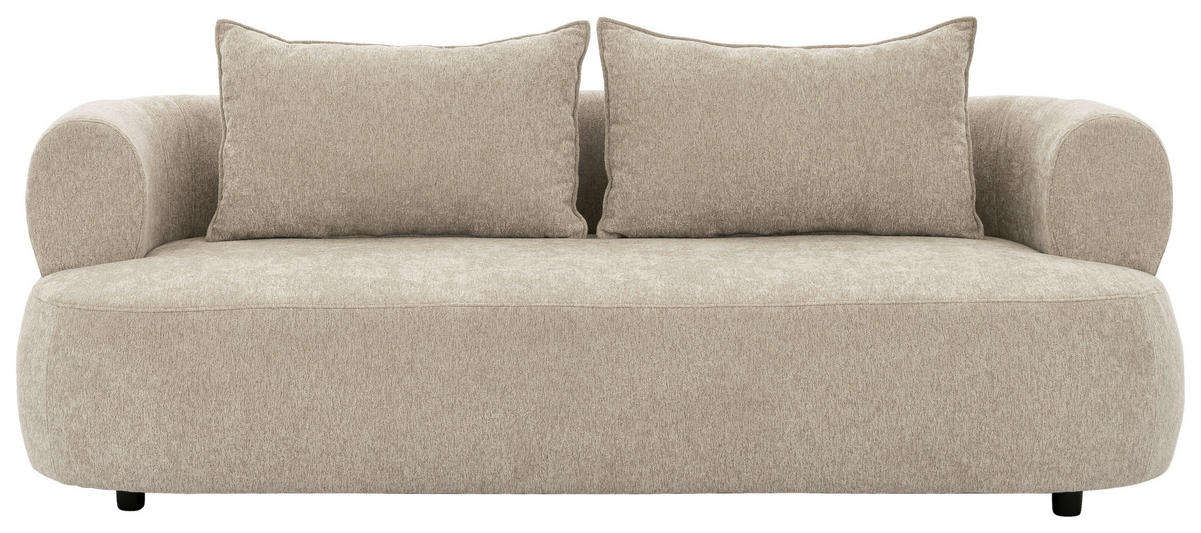 3-SITZER-SOFA Chenille Beige  - Beige/Schwarz, Design, Kunststoff/Textil (200/76/96cm) - Livetastic