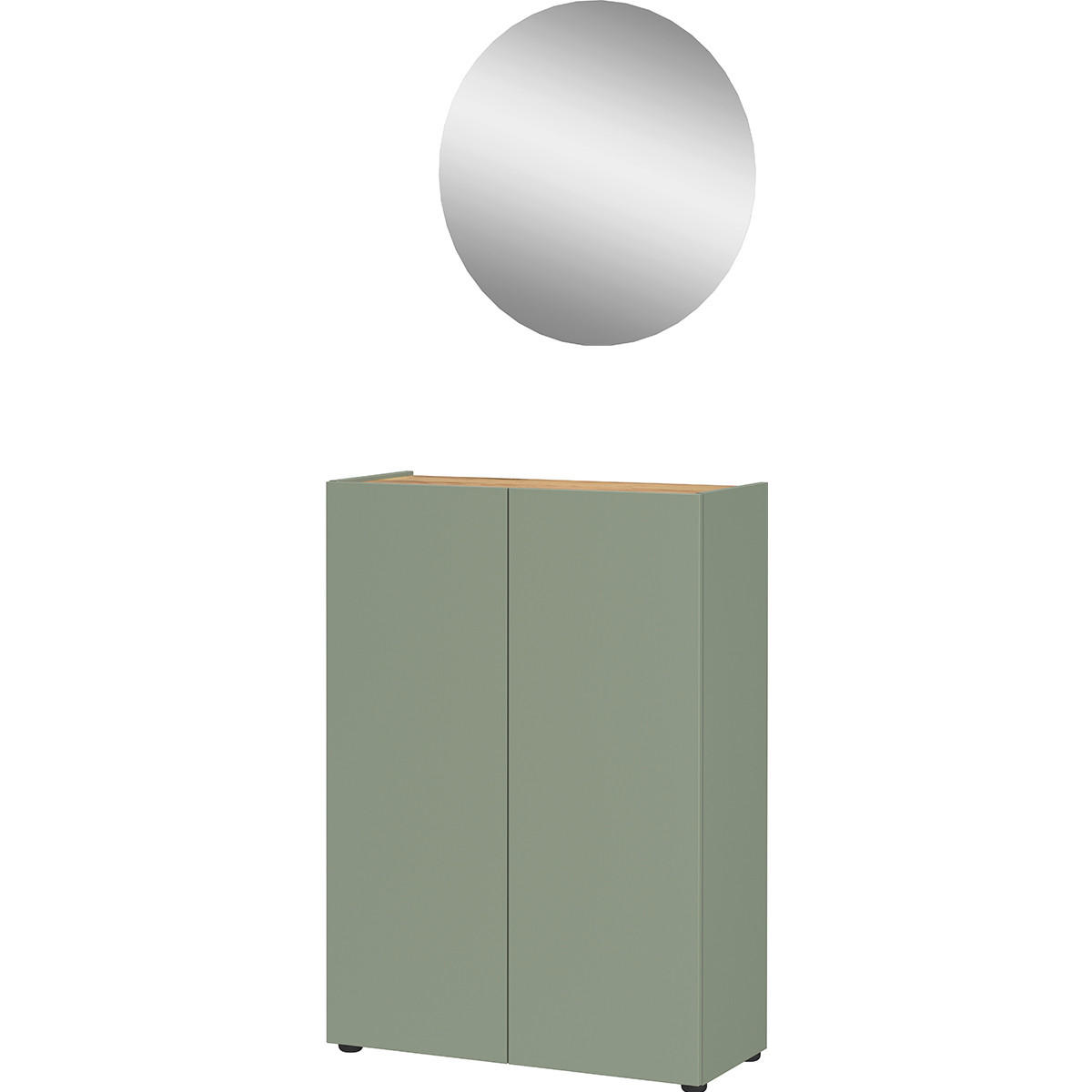 GARDEROBE 2-teilig  in 74/200/33 cm  - Eichefarben/Grün, Design, Glas/Holzwerkstoff (74/200/33cm) - Germania