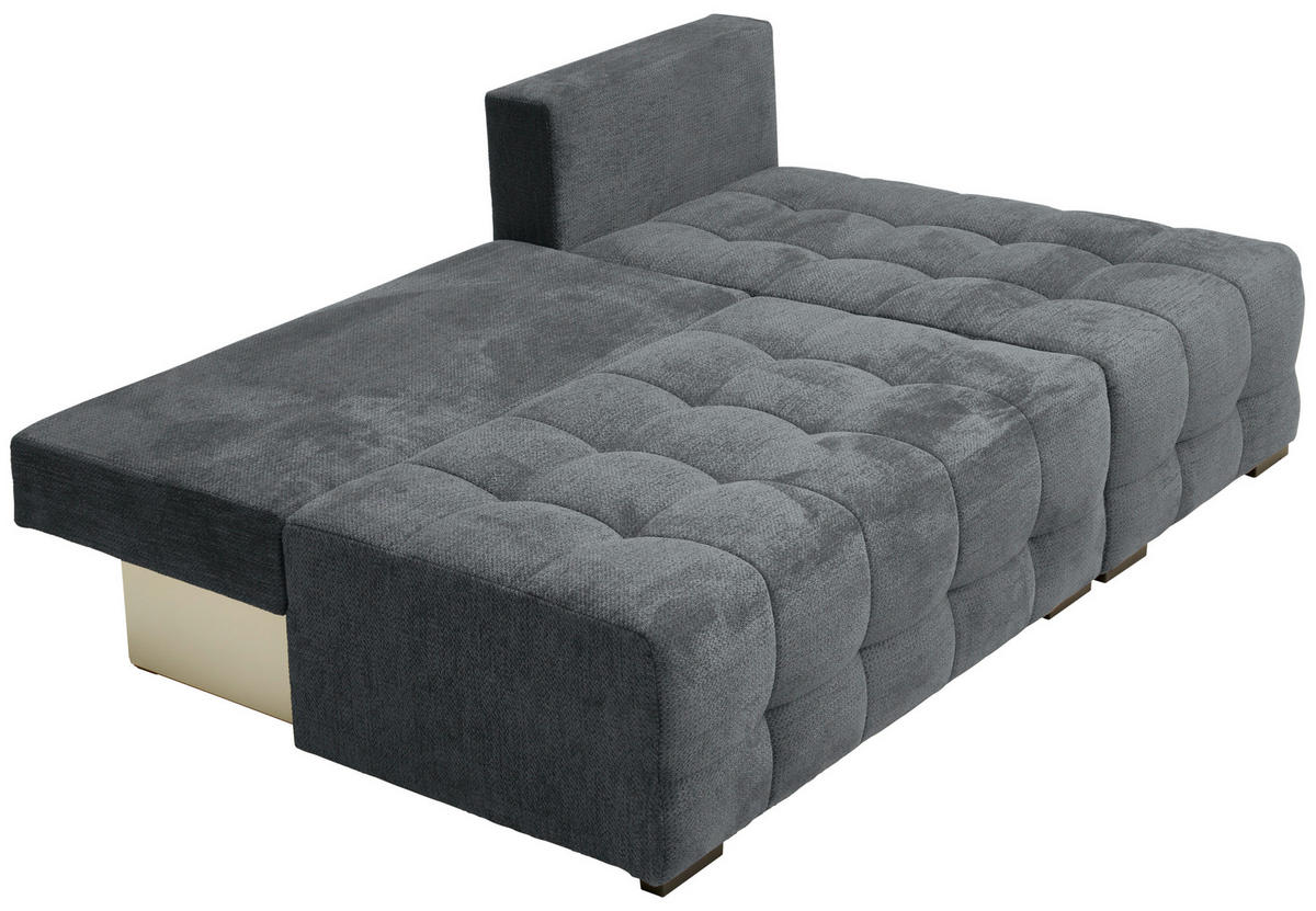 ECKSOFA in Chenille Dunkelgrau  - Dunkelgrau/Schwarz, MODERN, Kunststoff/Textil (204/145cm) - home24