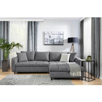 ECKSOFA  in Velours Grau  - Schwarz/Grau, MODERN, Holz/Textil (282/184cm) - Lomoco