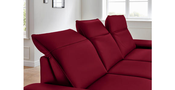 ECKSOFA in Echtleder Rot  - Rot/Schwarz, Design, Leder/Metall (328/193cm) - Dieter Knoll