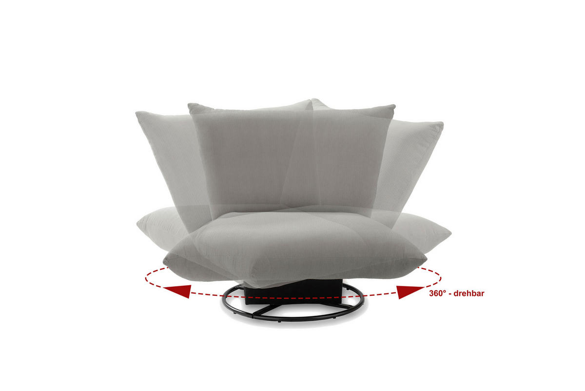 RELAXSESSEL in Textil Silberfarben  - Silberfarben/Schwarz, Design, Textil/Metall (100/78/96cm) - Livetastic