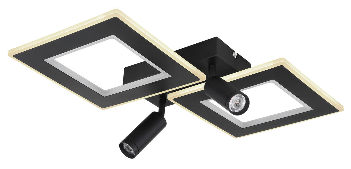 STROPNÍ LED SVÍTIDLO, 54/41/11,5 cm - černá/opál, Design, kov/plast (54/41/11,5cm) - Globo