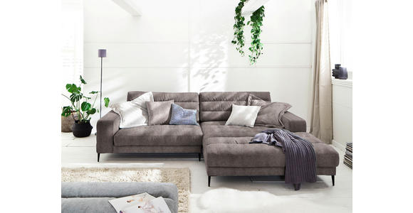 ECKSOFA in Flachgewebe Hellbraun 296/207 cm - Hellbraun/Schwarz, Design, Textil/Metall (296/207cm) - Dieter Knoll