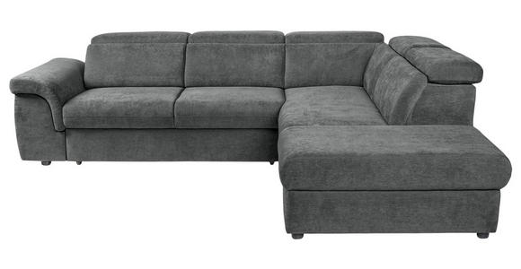 ECKSOFA Dunkelgrau Flachgewebe - Dunkelgrau/Schwarz, KONVENTIONELL, Kunststoff/Textil (280/235cm) - Carryhome