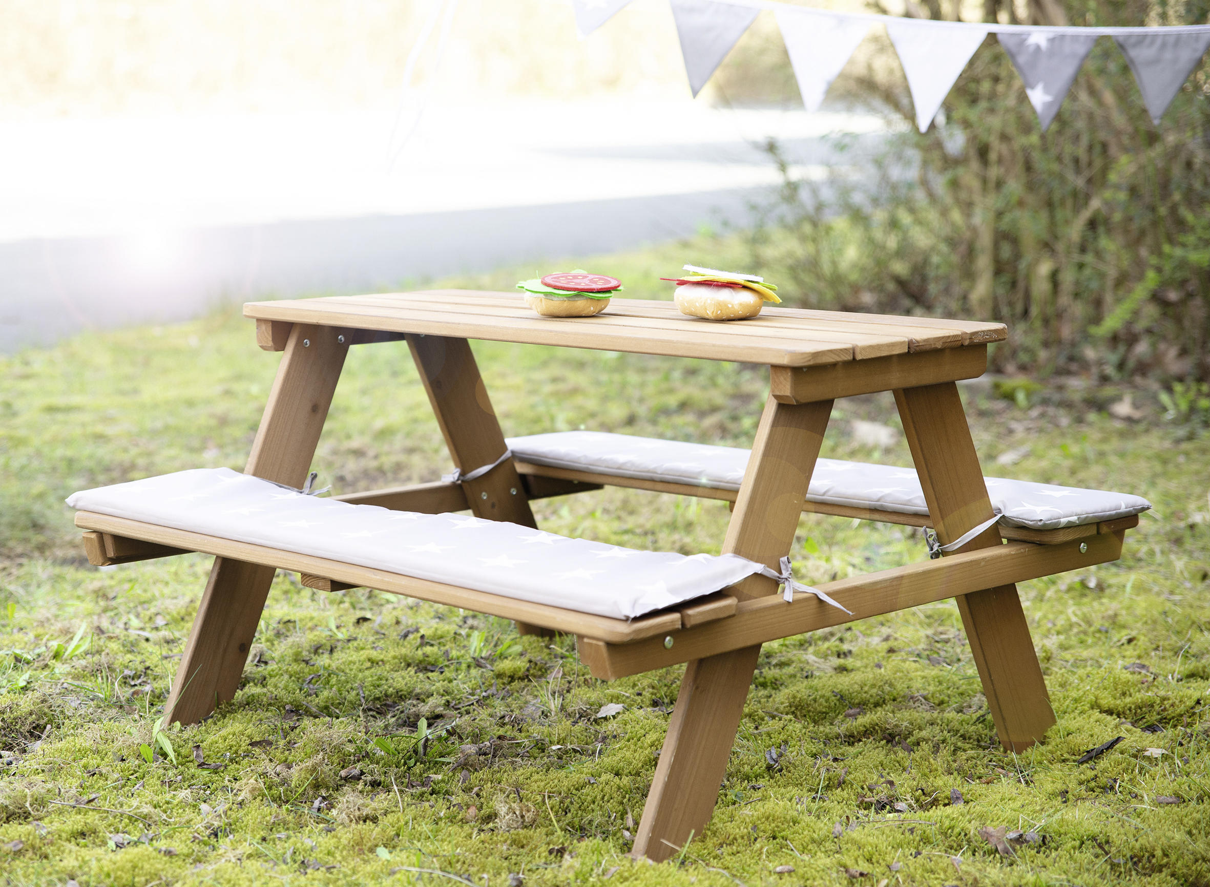 KINDER-GARTENSET Holz  - Teakfarben, Basics, Holz (89/50/84,5cm) - Roba