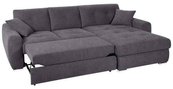 ECKSOFA in Mikrofaser Anthrazit  - Chromfarben/Anthrazit, Design, Kunststoff/Textil (278/193cm) - Hom`in