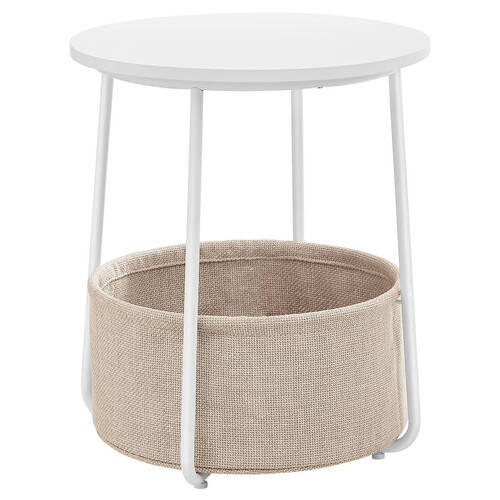 BEISTELLTISCH in Holz, Metall, Textil 45/45/51 cm  - Beige/Weiß, Design, Holz/Textil (45/45/51cm) - Boxxx
