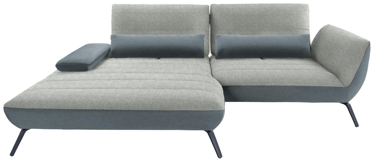ECKSOFA in Webstoff Hellgrau  191/273 cm  - Hellgrau/Schwarz, KONVENTIONELL, Textil/Metall (191/273cm) - Carryhome
