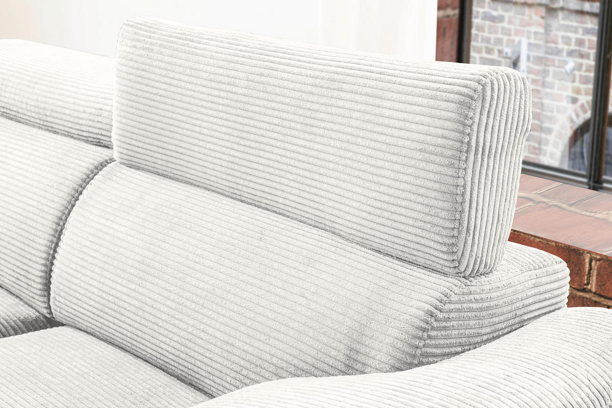 ECKSOFA in Cord Weiss  - Weiss/Schwarz, Design, Holz/Textil (174/270cm) - Pure Home Lifestyle