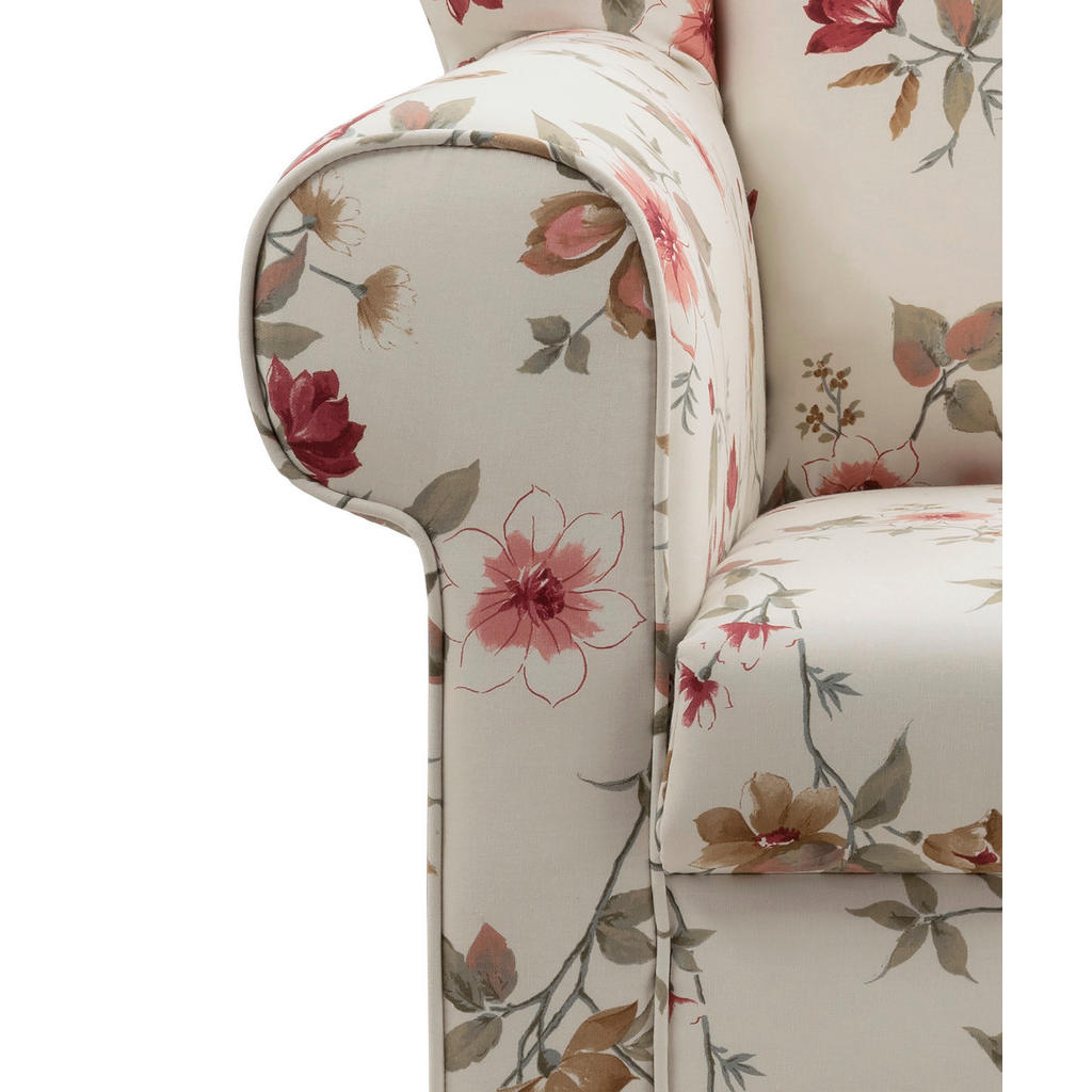 Thumbnail - Livetastic Ohrensessel Lesesessel, Rot, Buche, Beige, Textil, Buche, Floral, 80x102x86 cm, Made in EU, Wohnzimmer, Sesse...