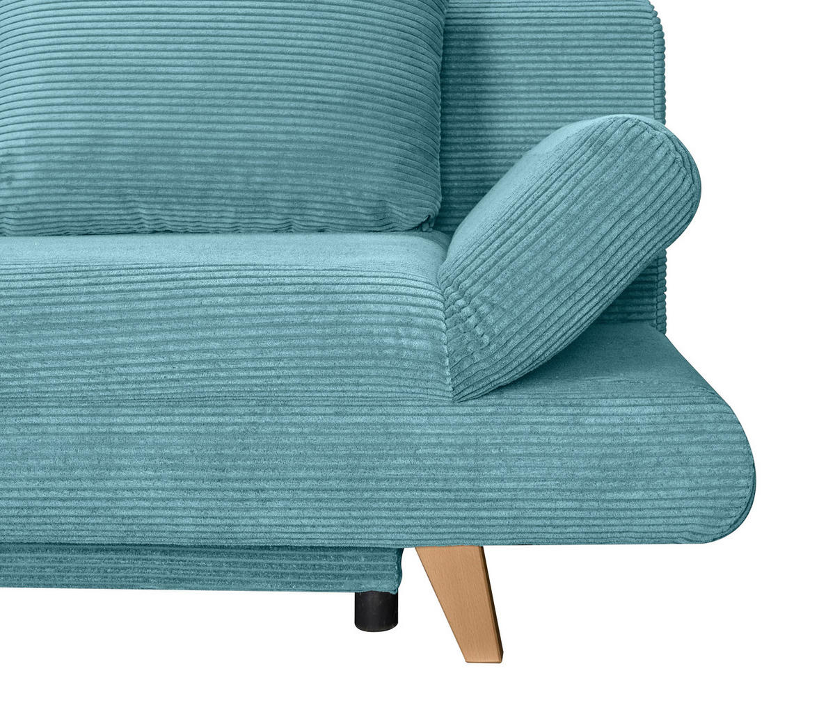 SCHLAFSOFA  mit Schlafen auf Sitzhöhe, haustierfreundlicher Bezug Cord Türkis  - Türkis/Buchefarben, KONVENTIONELL, Holz/Textil (200/75/85cm) - Carryhome