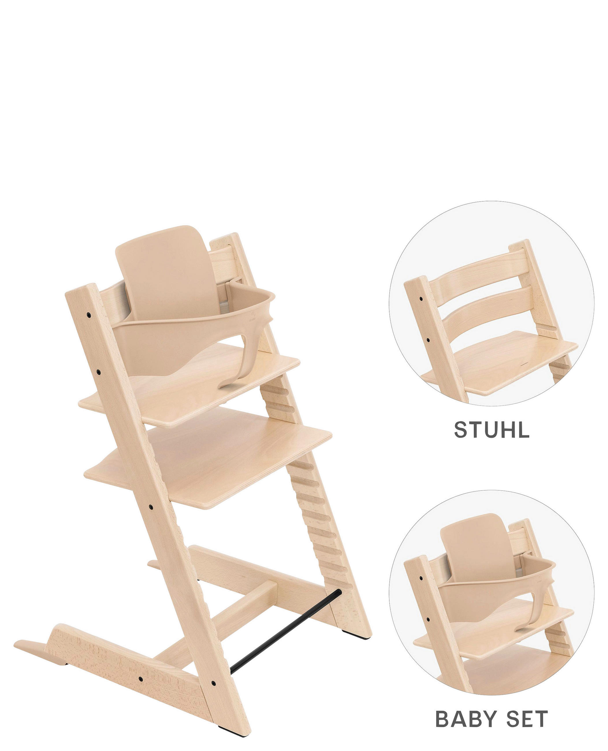 HOCHSTUHL-SET Tripp Trapp Bundles Naturfarben Natural  - Naturfarben, Basics, Holz (83/57/46cm) - Stokke