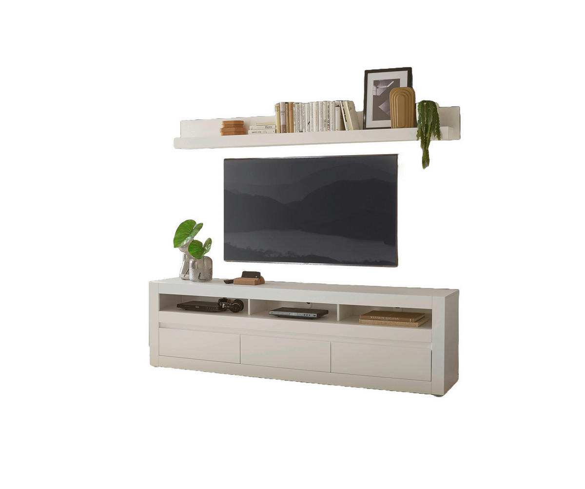 WOHNWAND 2-teilig  in Weiß, Eichefarben  217/170/42 cm  - Eichefarben/Weiß, Design, Holzwerkstoff (217/170/42cm) - MID.YOU