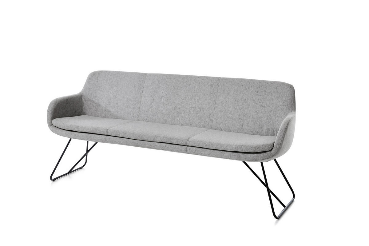 SITZBANK 180/87/65 cm Webstoff Hellgrau Metall  - Hellgrau/Schwarz, Design, Textil/Metall (180/87/65cm) - Musterring