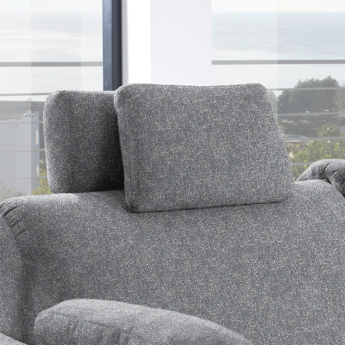 ECKSOFA  in Mikrovelours Grau  261/203 cm  - Eichefarben/Grau, KONVENTIONELL, Holz/Textil (261/203cm) - Sedda