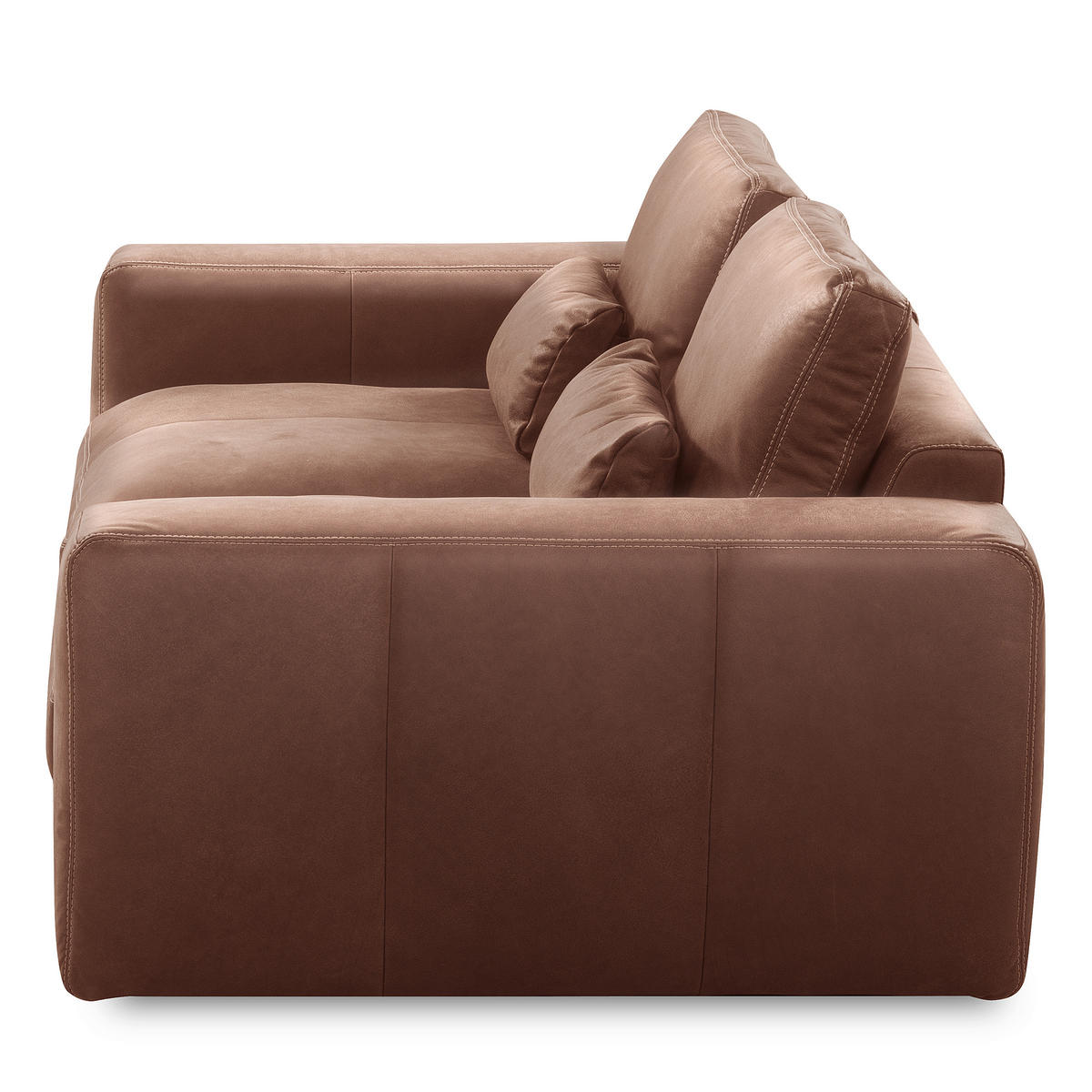 2-SITZER-SOFA  in Echtleder Braun   - Beige/Schwarz, Design, Leder/Kunststoff (240/85/123cm) - Livetastic