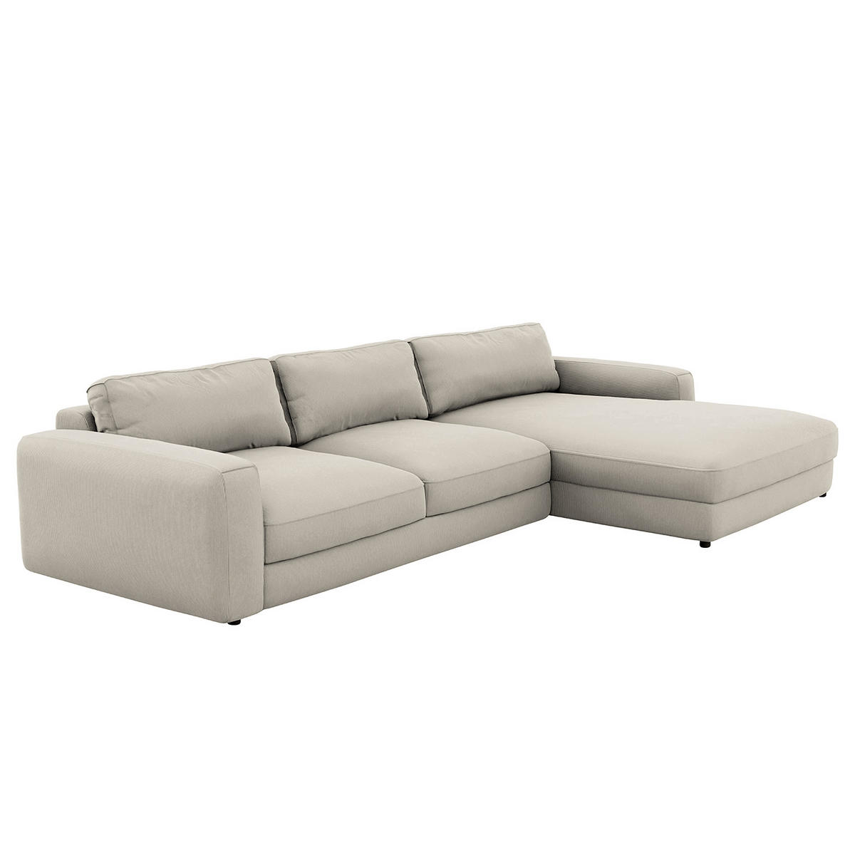 ECKSOFA in Cord Grau  - Schwarz/Grau, MODERN, Textil (303/84/176cm) - Trendmanufaktur