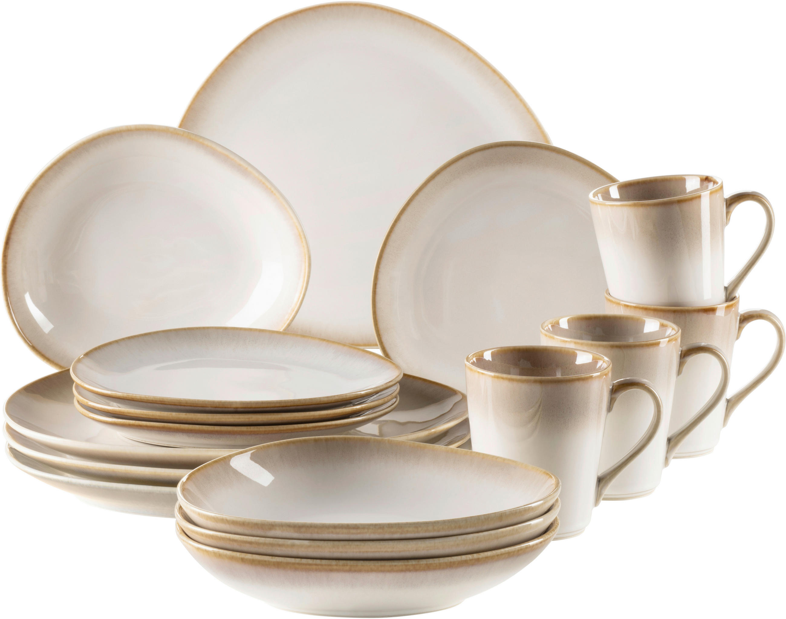 KOMBISERVICE 16-teilig La Sinfonia  - Beige/Weiß, Basics, Keramik (39,5/34,8/35,5cm) - Mäser