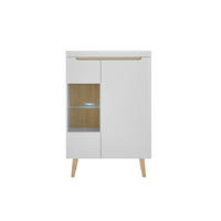VITRINE in Eichefarben, Weiß  - Eichefarben/Weiß, Design, Glas/Holzwerkstoff (90/134/40cm) - MID.YOU