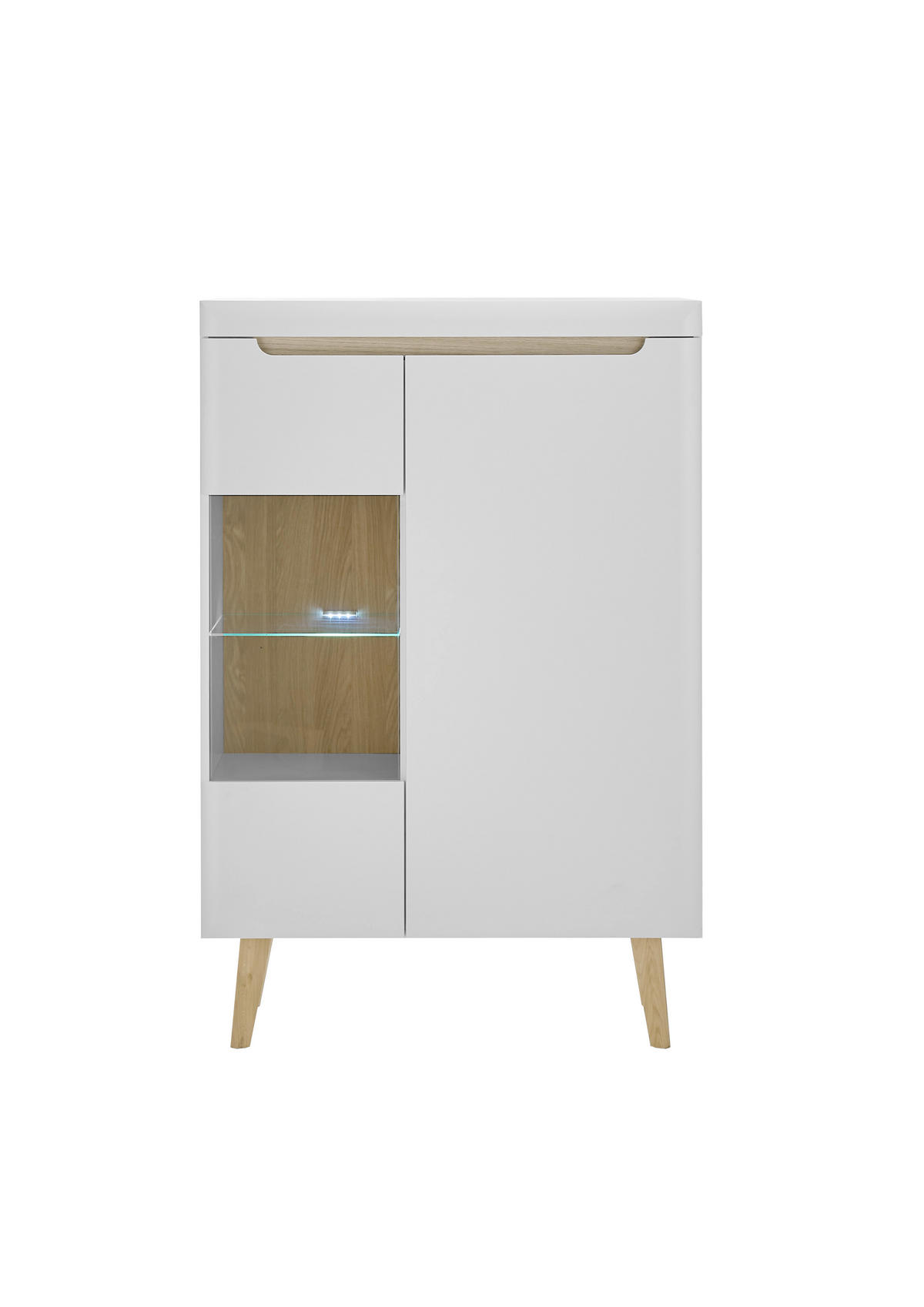 VITRINE in Eichefarben, Weiß  - Eichefarben/Weiß, Design, Glas/Holzwerkstoff (90/134/40cm) - MID.YOU