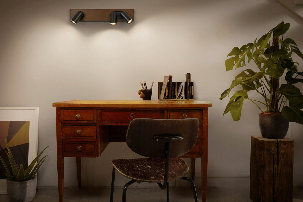 LED-STRAHLER 52/10/14,2 cm   - Schwarz/Naturfarben, Basics, Holz/Metall (52/10/14,2cm) - Osram