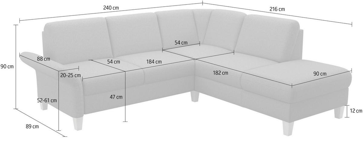 ECKSOFA ROCHELLE E Hellbraun Flachgewebe  - Hellbraun/Eichefarben, KONVENTIONELL, Holz/Textil (240/216cm) - Sit & More