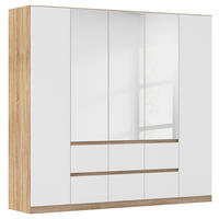 DREHTÜRENSCHRANK Weiss, Eichefarben  - Weiss/Eichefarben, Basics, Holzwerkstoff (226/210/54cm) - Rauch Möbel