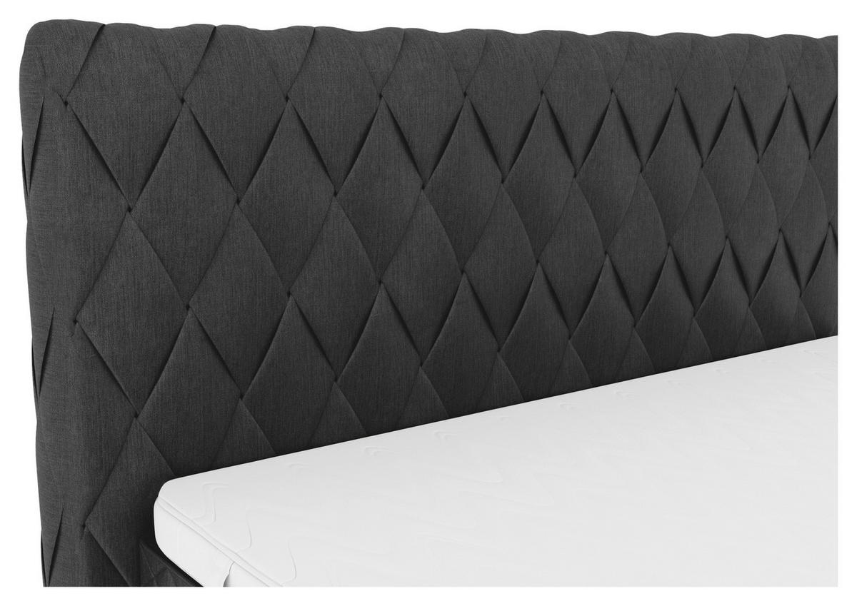 BOXSPRINGBETT 180/200 cm  in Anthrazit  - Anthrazit/Schwarz, Design, Textil/Metall (180/200cm) - Boxxx